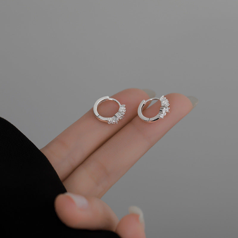 Sparkle Crystal Stud Earrings Minimalist Small Zircon Ear Rings,Unique Design Jewelry
