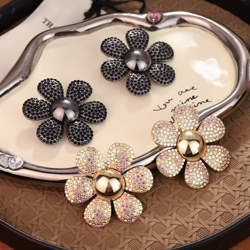 Flower earrings exaggerate colorful daisy personality earrings with diamond embellishments for women