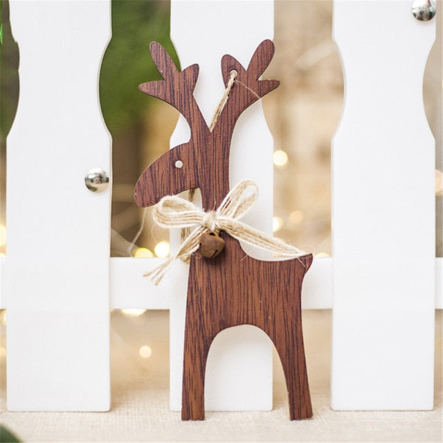 Christmas Deer Wooden Pendants Ornaments for Xmas Tree DIY Ornament Christmas Party Decorations Kids Gift hanging drop ornaments
