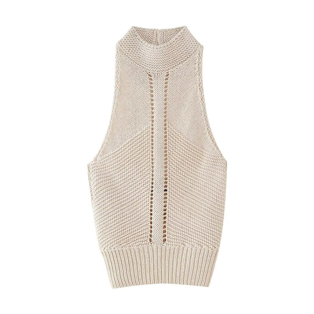 Women's Street Fashion Knitted Hanging Neck Top