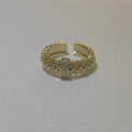 French retro zircon metal ring set female Korean niche personality simple and versatile temperament ring
