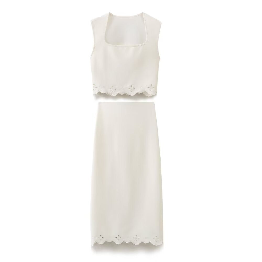 Fashion embroidered top+skirt set for women