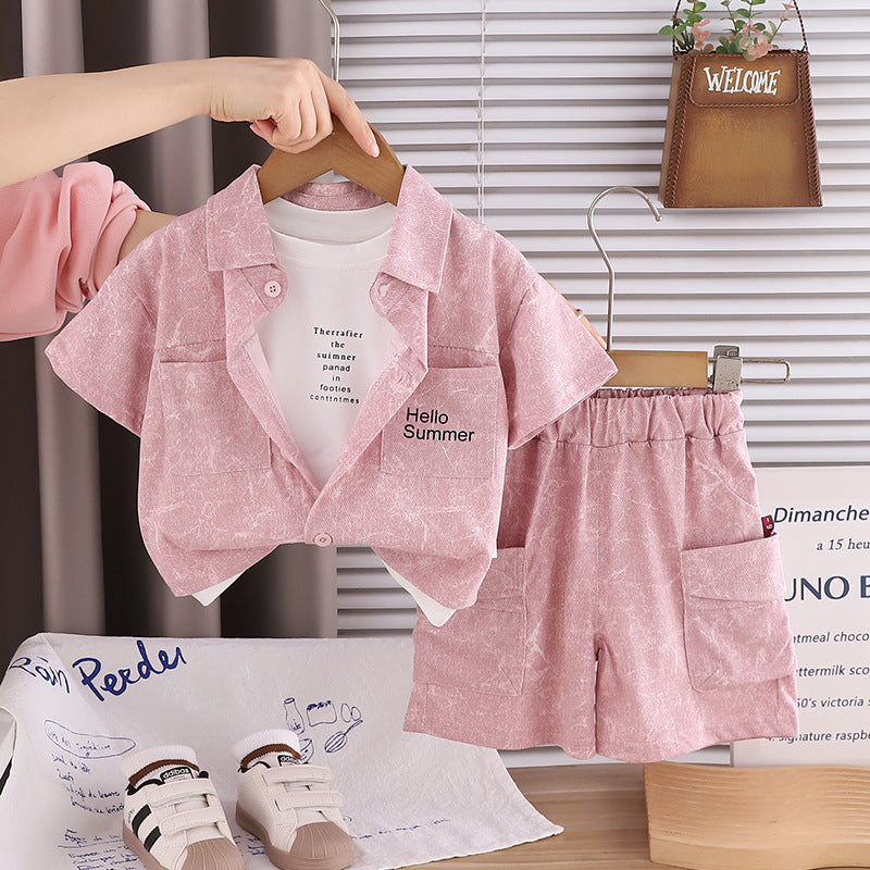 Baby summer casual thin shirt three piece set