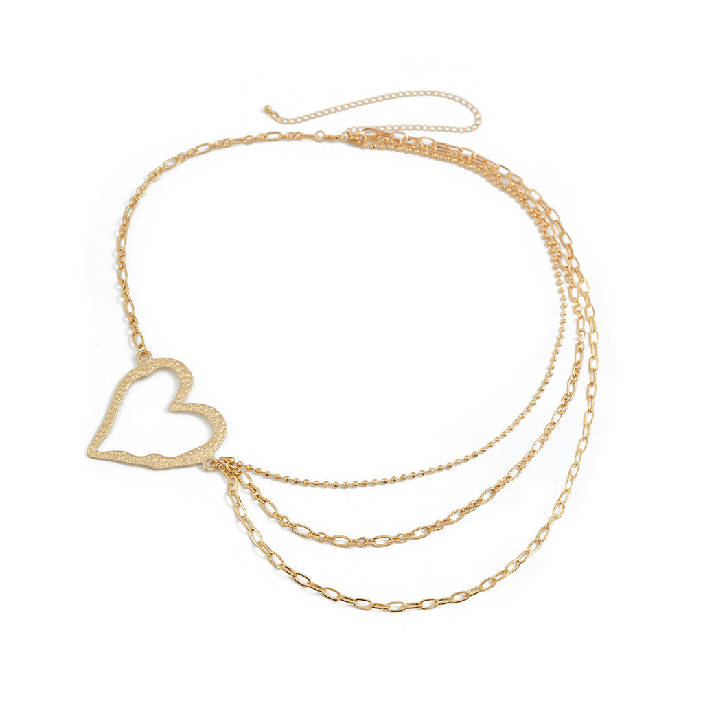 Sweet Cool Ins Exaggerated Big Love Waist Chain Female Personality Metal Thin Chain Body Chain