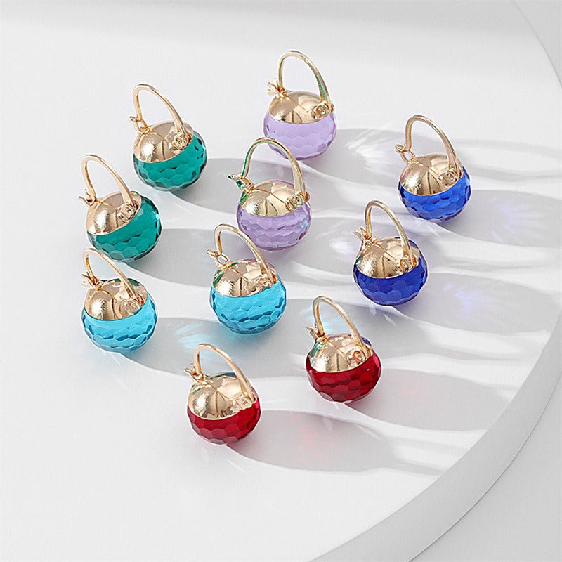 Fashionable round crystal earrings for women's spherical earrings