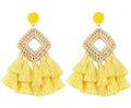 Vintage Bohemian Handmade Rattan Lafite Earrings Rattan Tassel Earrings