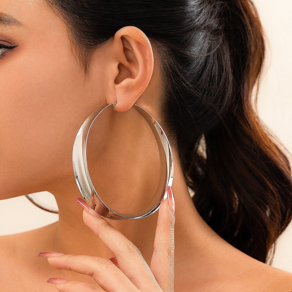 Large hoop earrings for women hollow shiny earrings
