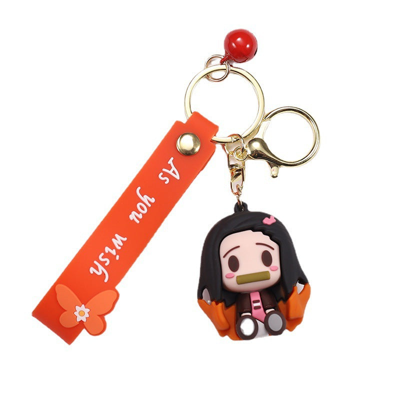 Cartoon Creative Anime Demon Slayer Keychain Wholesale Backpack Charm Car Key Cute Silicone Figurine