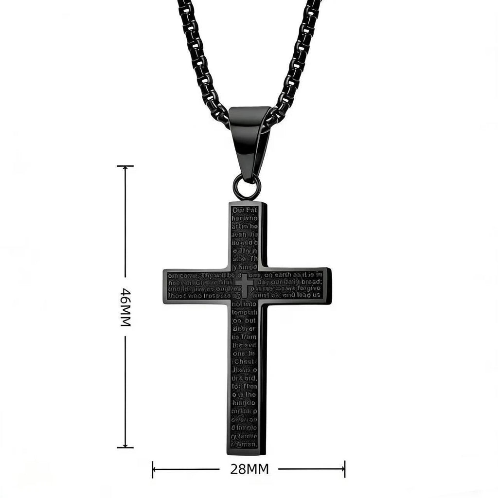 Scripture Cross Pendant Titanium Steel Necklace