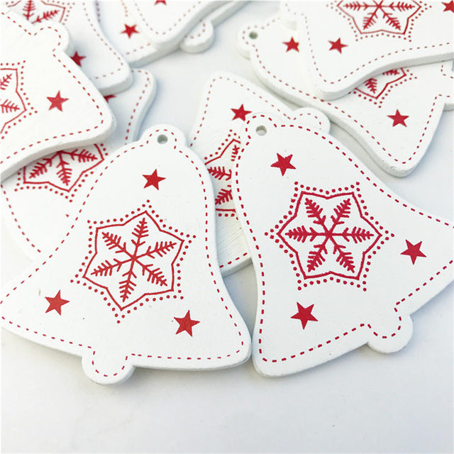 10pcs New Year Natural Wood Christmas Tree Ornament Wooden Hanging Pendants Gifts Snow Elk Christmas Decora adornos de navidad