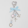 Little Fresh Love Bow Ribbon Keychain Sweet Wind Imitation Pearl Alloy Pendant