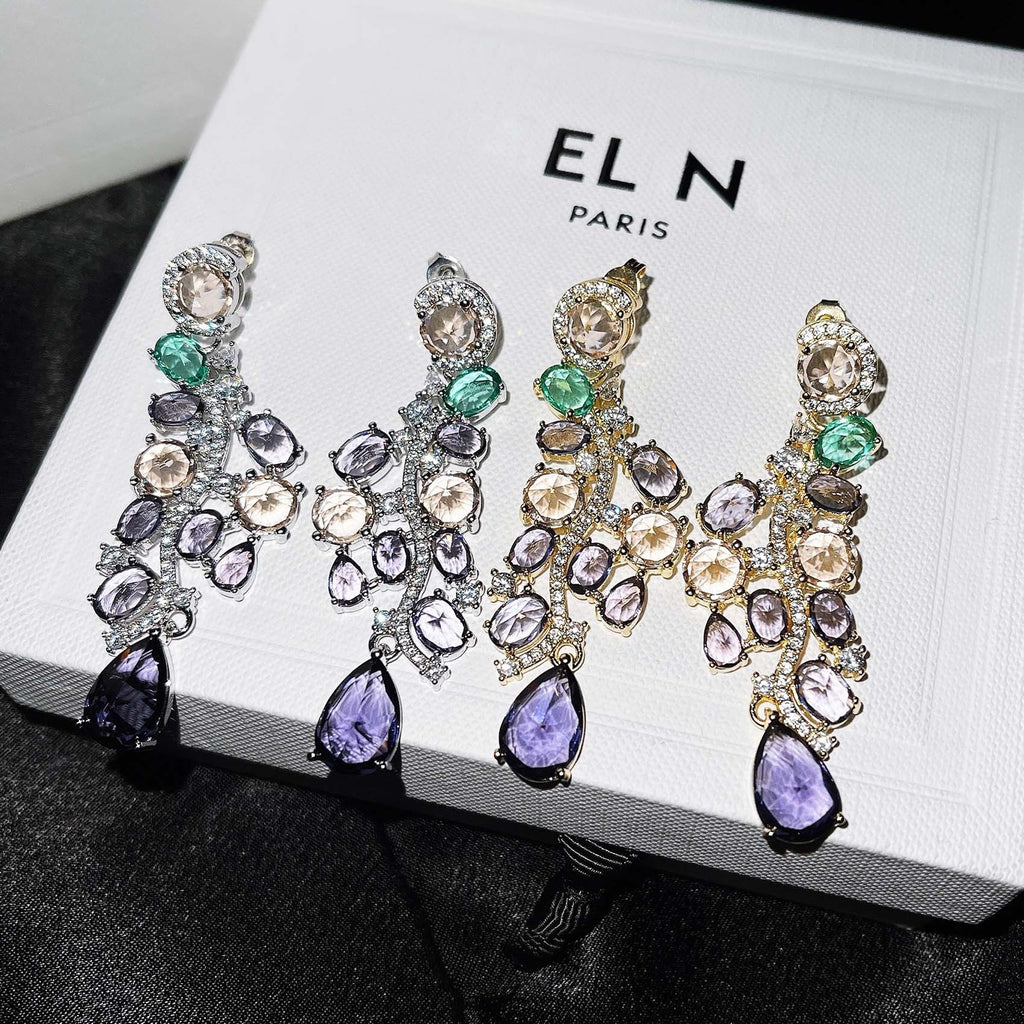 Luxurious colorful purple earrings long banquet dress temperament earrings earrings earrings jewelry for women