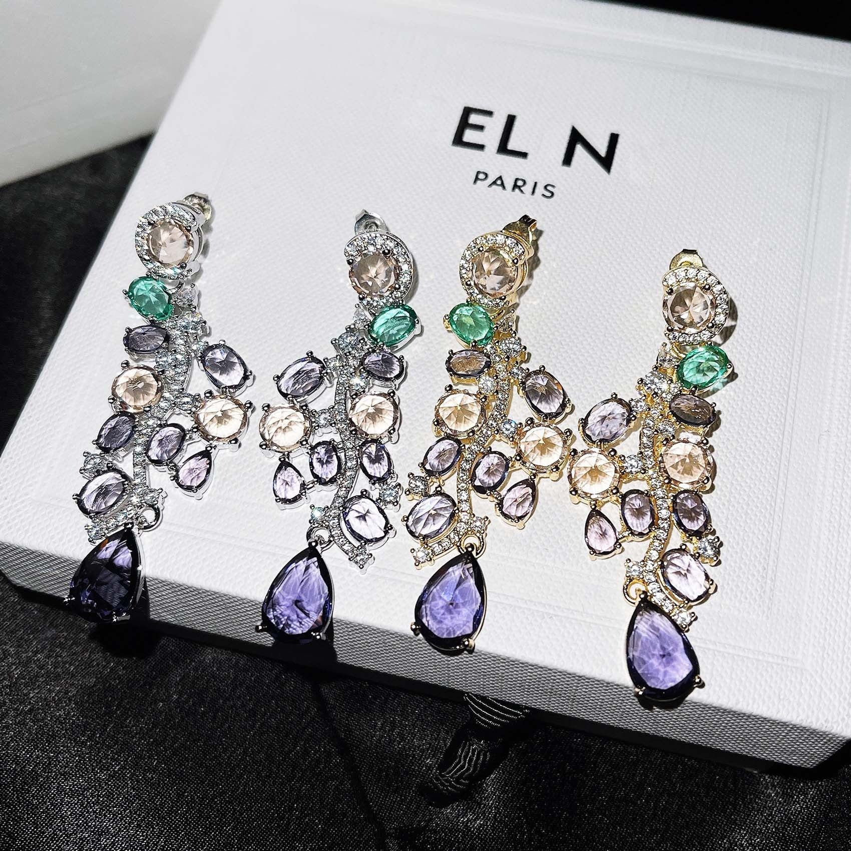 Luxurious colorful purple earrings long banquet dress temperament earrings earrings earrings jewelry for women