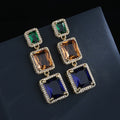 Geometric Square Earrings Fashion Geometric Square Crystal Treasure Earrings