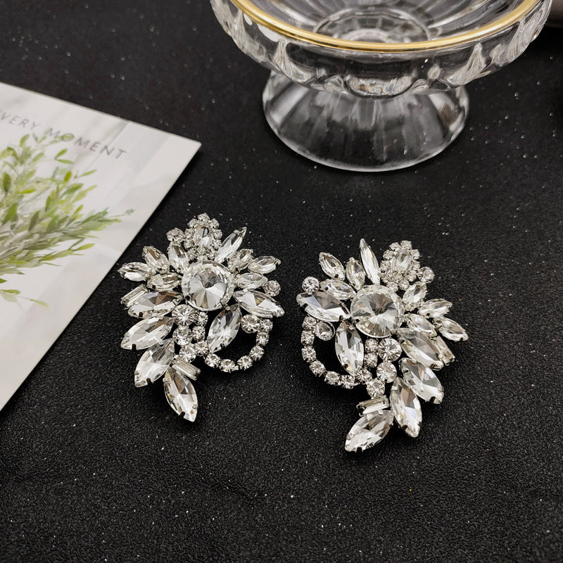 Water Diamond Zircon Flower Silver Needle Earrings Earrings Female Earrings
