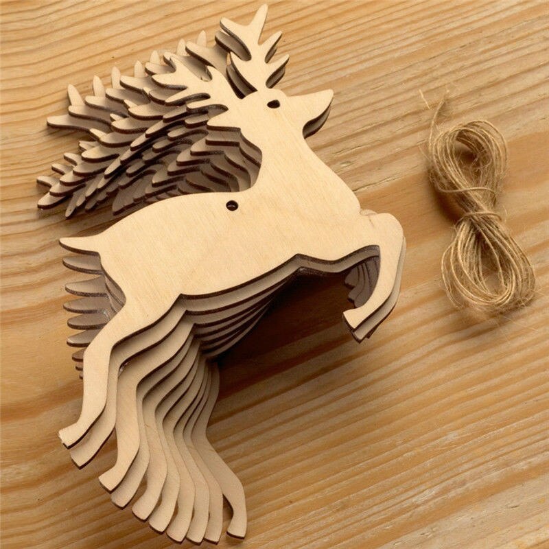 10pcs Wood Craft Gifts Creative Christmas Tree Ball Head Home Decoration Hanger Laser Engraved 3mm Hanger