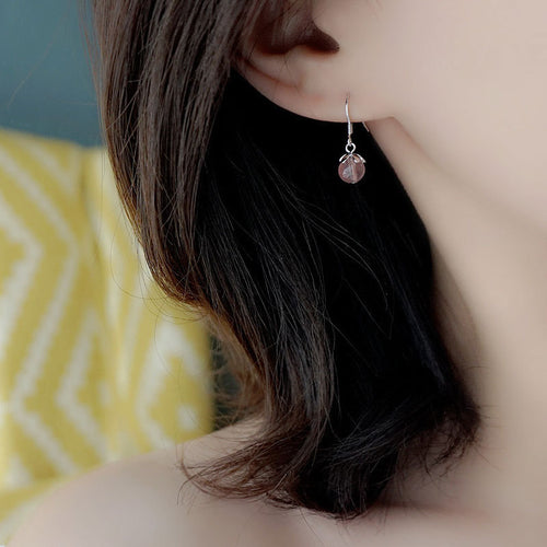 925 sterling silver earrings with strawberry crystal and sweet crystal ball earrings