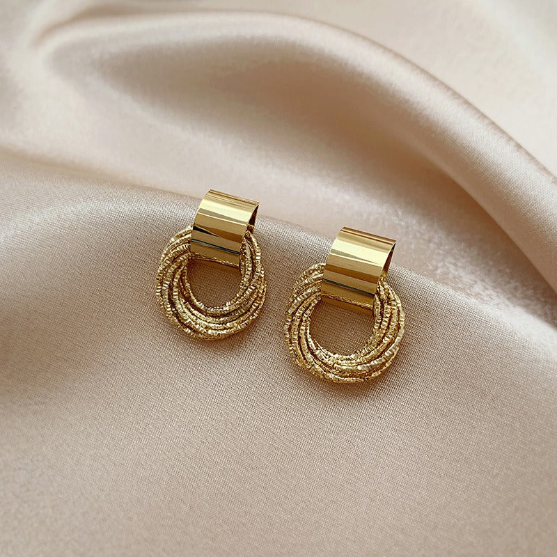 Advanced Cool Style 925 Silver Needle Geometric Earrings with Elegant Circle Earrings