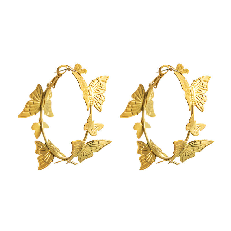 Earrings Fashion Gold Butterfly Earrings Ladies Asian Gold Earrings Korean Temperament Earrings