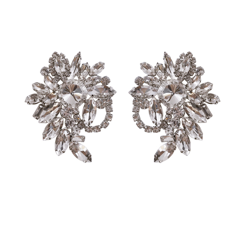 Water Diamond Zircon Flower Silver Needle Earrings Earrings Female Earrings