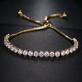 Fashion Round Cubic Zirconia Tennis Adjustable Bracelet Bangle For Women White Gold Color Crystal Bracelets Wedding Jewelry Gift