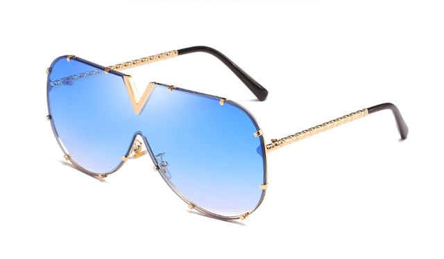 LEIDISEN  One Piece Sunglasses Men Brand Designer High Quality Oversized Sunglasses For Women Sunglass Metal UV400 Mirror
