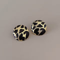 Irregular leopard print round earrings for women, fashionable and elegant, simple pattern earrings, earrings, earrings
