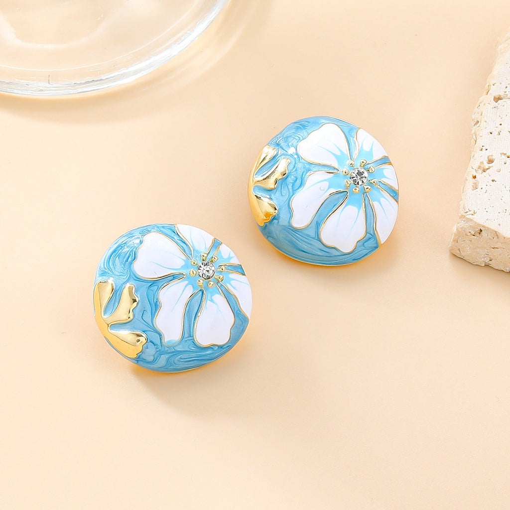 Dripping Oil Earrings for Female Bohemian Flower Earrings