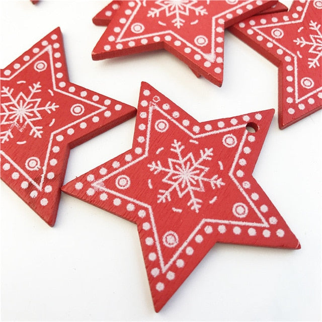 10pcs New Year Natural Wood Christmas Tree Ornament Wooden Hanging Pendants Gifts Snow Elk Christmas Decora adornos de navidad