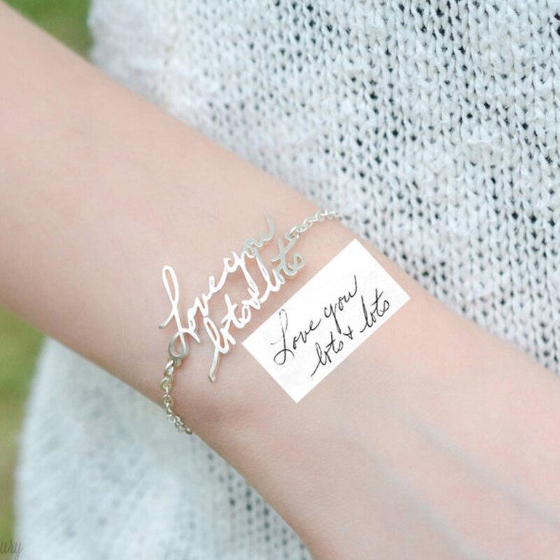 Handmade Bracelet & Bangle Custom Name Bracelet Gold Stainless Steel Cuff Bracelets For Women Love Message Customized Gift
