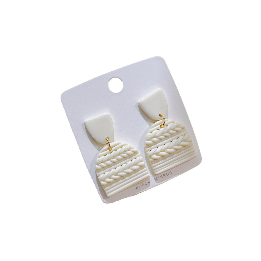 Soft Pottery Earrings, Earrings, Women's Striped Earrings, Geometric Polymer Clay Handmade Earrings