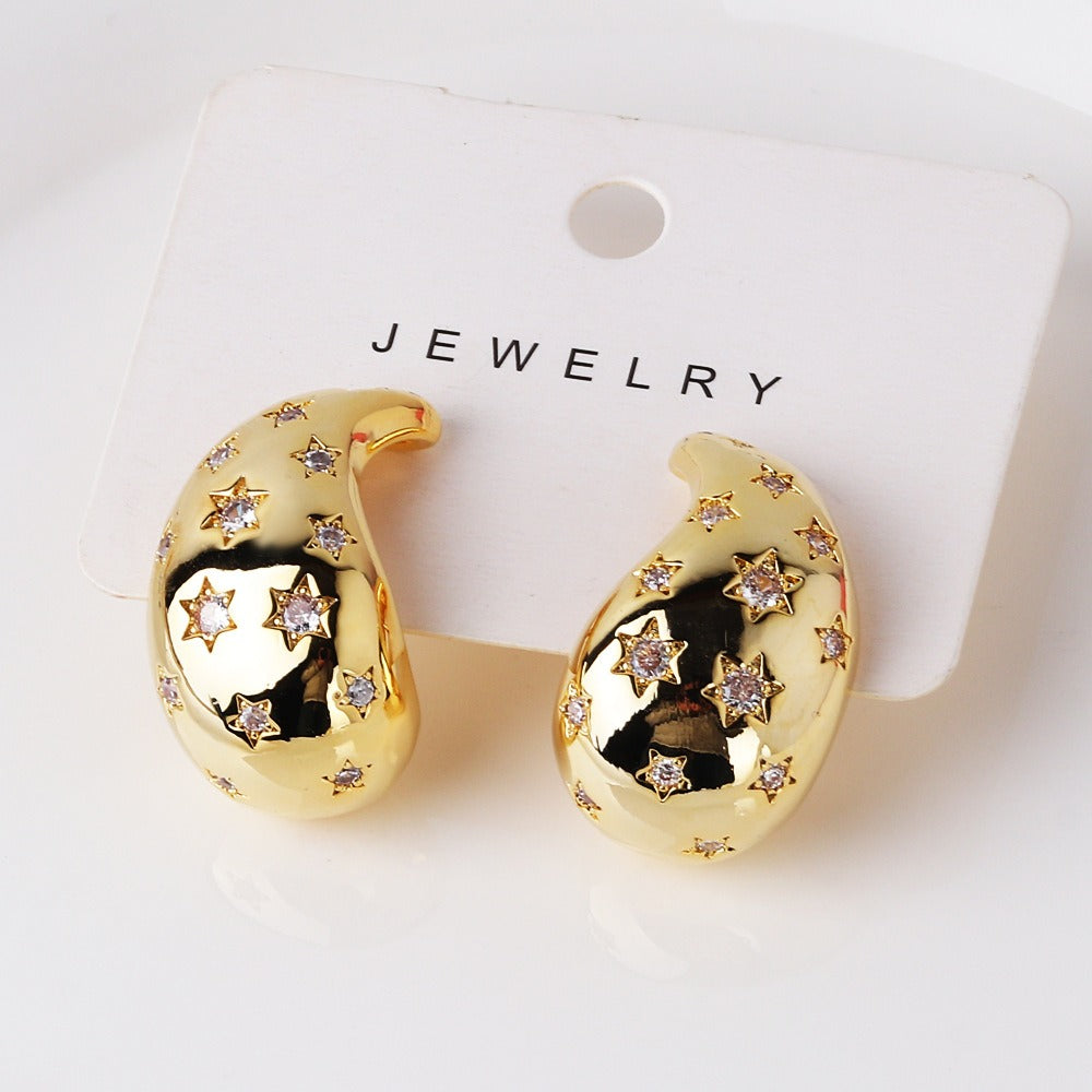 European and American water drop star earrings personalized creative earrings for women