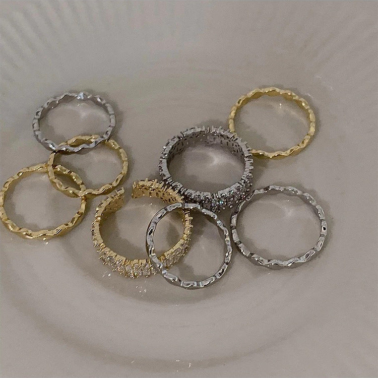 Super fairy exquisite zircon open ring set Korean retro personality simple and versatile temperament fashion ring