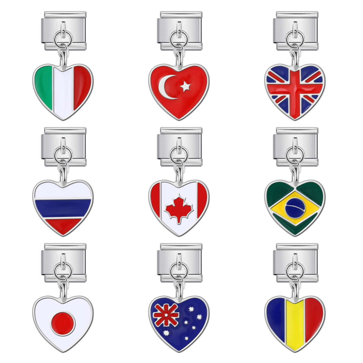 Love Flag Pendant Italian Module Bracelet Single Hook DIY Elastic Splicing Titanium Steel Strap Chain