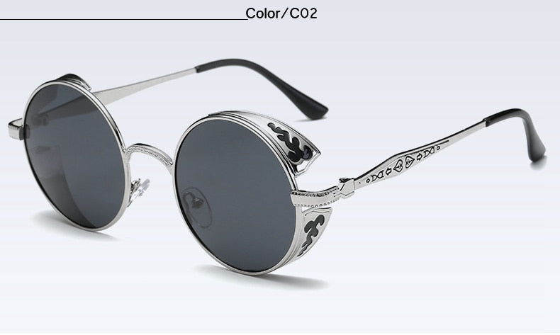 Fashion Polarized Steampunk Sunglasses Men/Women Round Metal Carving Vintage Sun Glasses Gothic UV400 Sunglass