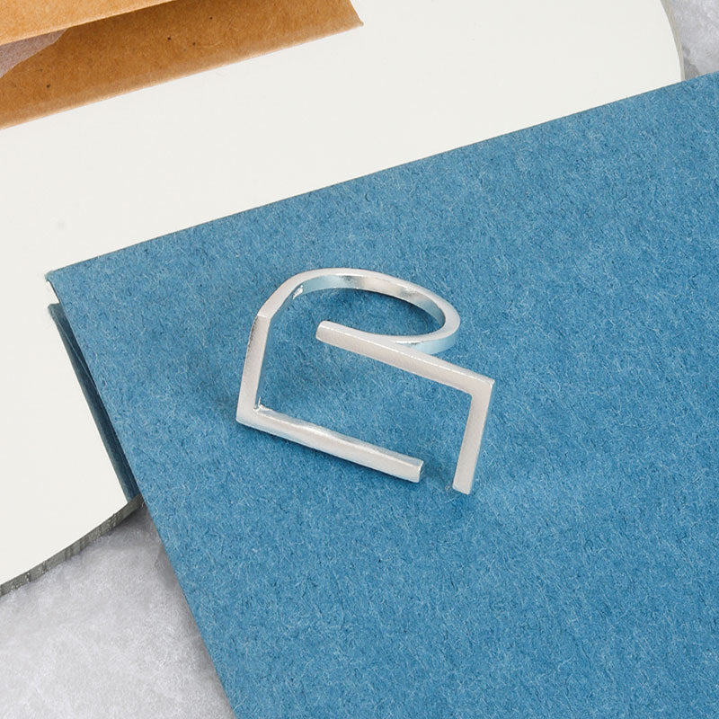 Silver Color  Rings  Irregular Hollow Rectangle Rings  For Women Unique Design Handmade Jewelry Gift