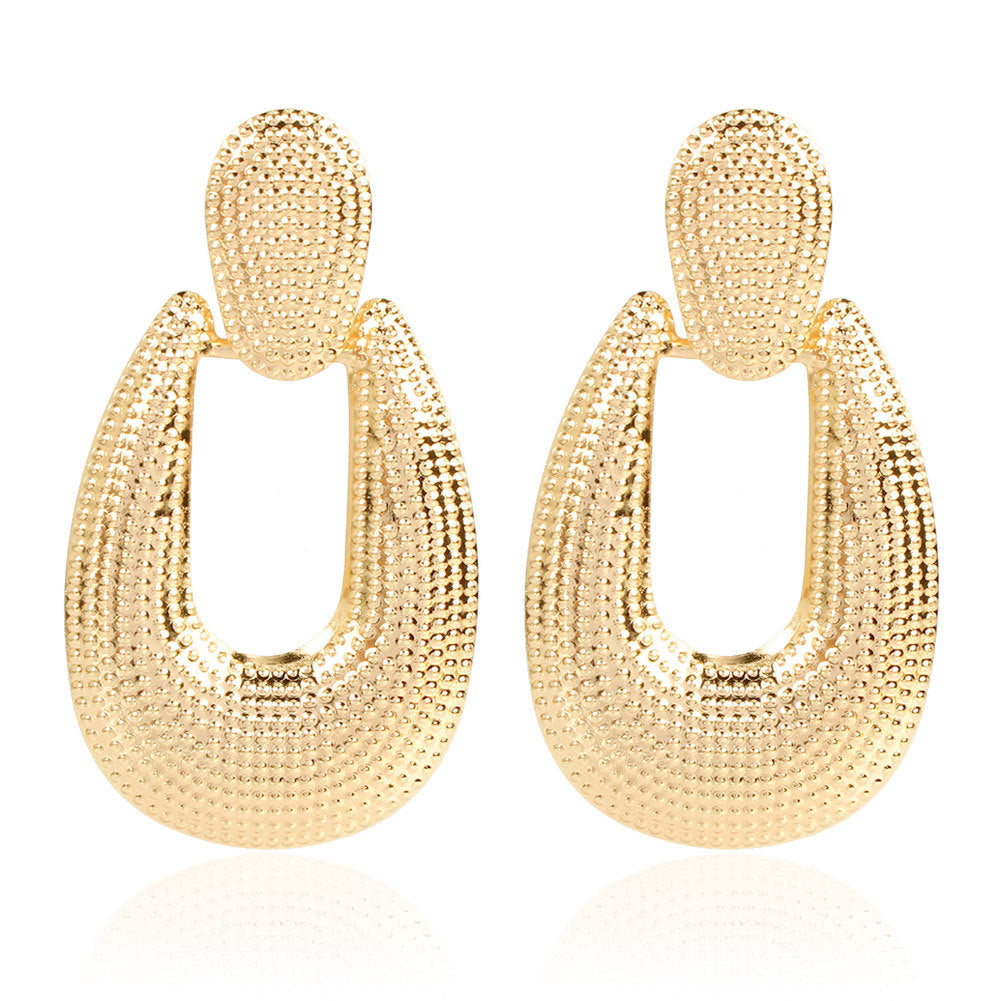 Fashion Alloy Earrings Women Personality Exaggerated Texture Geometric Drop Earrings
