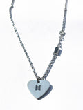 BTS Min Yoongi Necklace Peach Heart Pendant Couples Holiday Gift SUGA Pull-out Necklace
