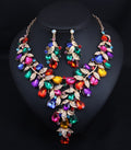 Exaggerated Rhinestone Necklace Earring Set Women's Dress Party Accessories