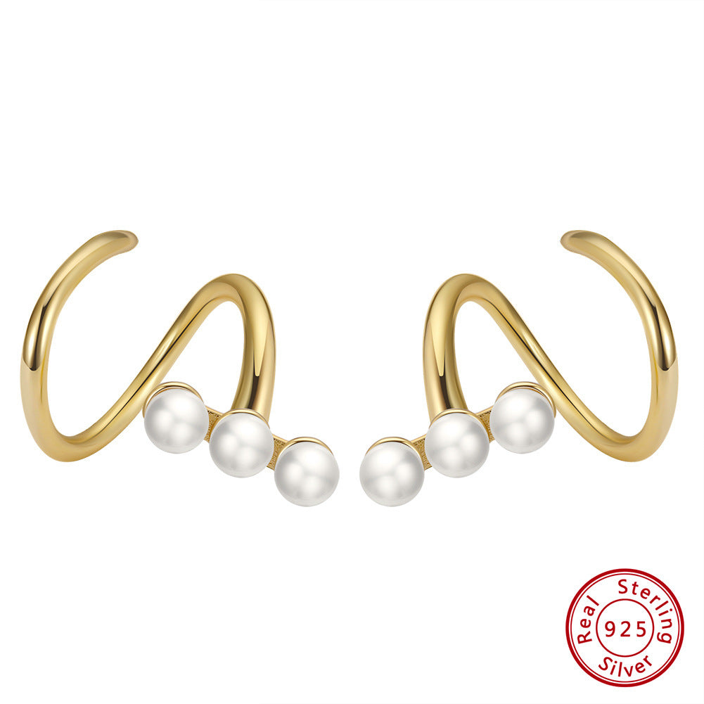 925 sterling silver earrings, natural Baroque pearl ins style, Korean fashion, minimalist earrings