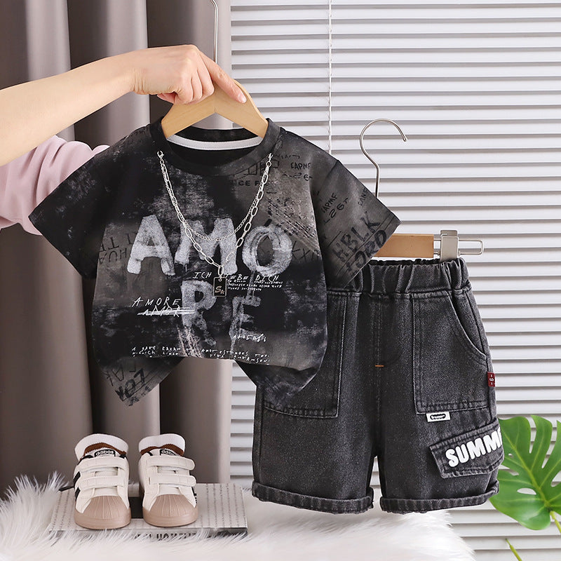 Boys' summer short sleeved two-piece set