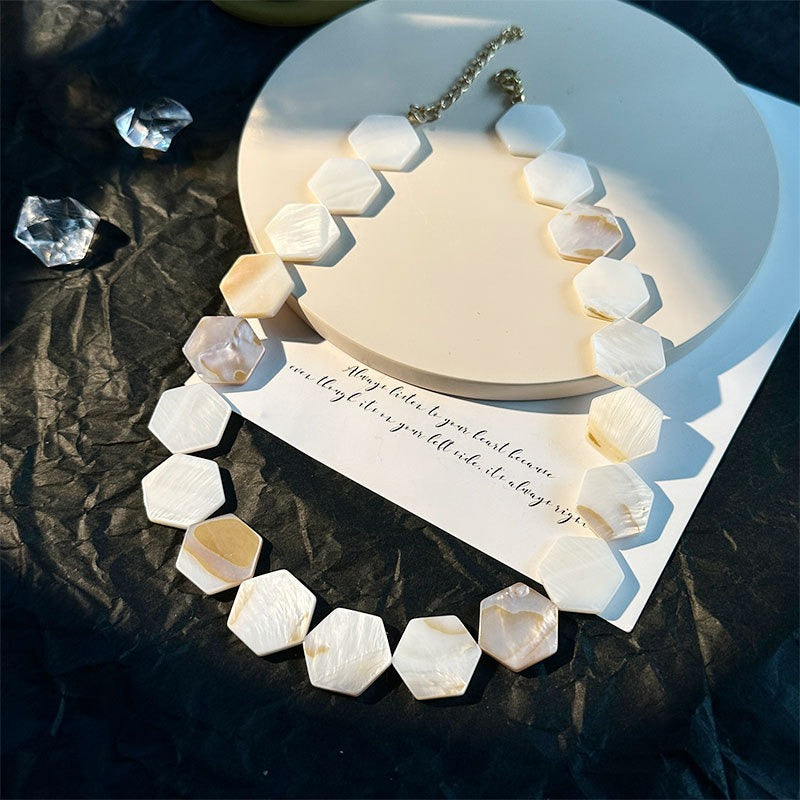 Fashion geometric hexagonal shell necklace for women
