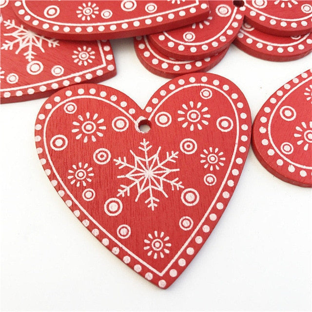 10pcs New Year Natural Wood Christmas Tree Ornament Wooden Hanging Pendants Gifts Snow Elk Christmas Decora adornos de navidad