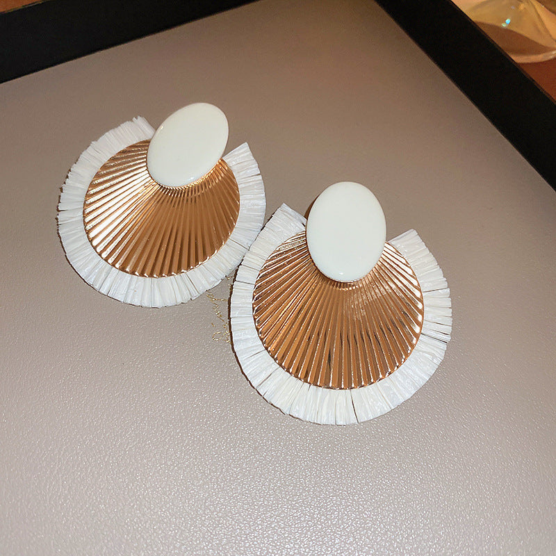 Weaving Retro Round Earrings | Handcrafted Boho Style