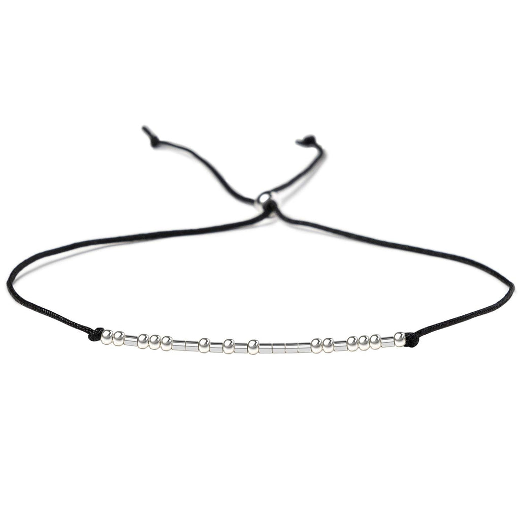 Fuck Off Morse Code Bracelets for Women Men Bracelets Beads on Silk Cord Friendship Bracelet Gift Jewelry