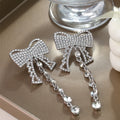 Bow tassel earrings, high-end, fashionable, niche and versatile earrings