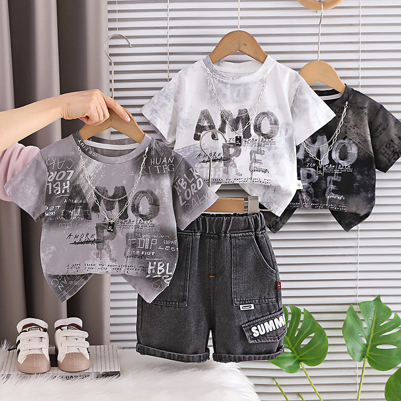 Boys' summer short sleeved two-piece set