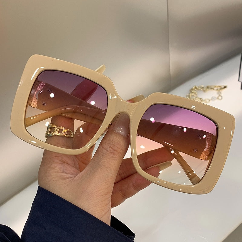 New Oversized Square Sunglass Fashion Trendy Colorful Men Women Eyewear Vintage Luxury Brand Designer UV400 Glasses Shades