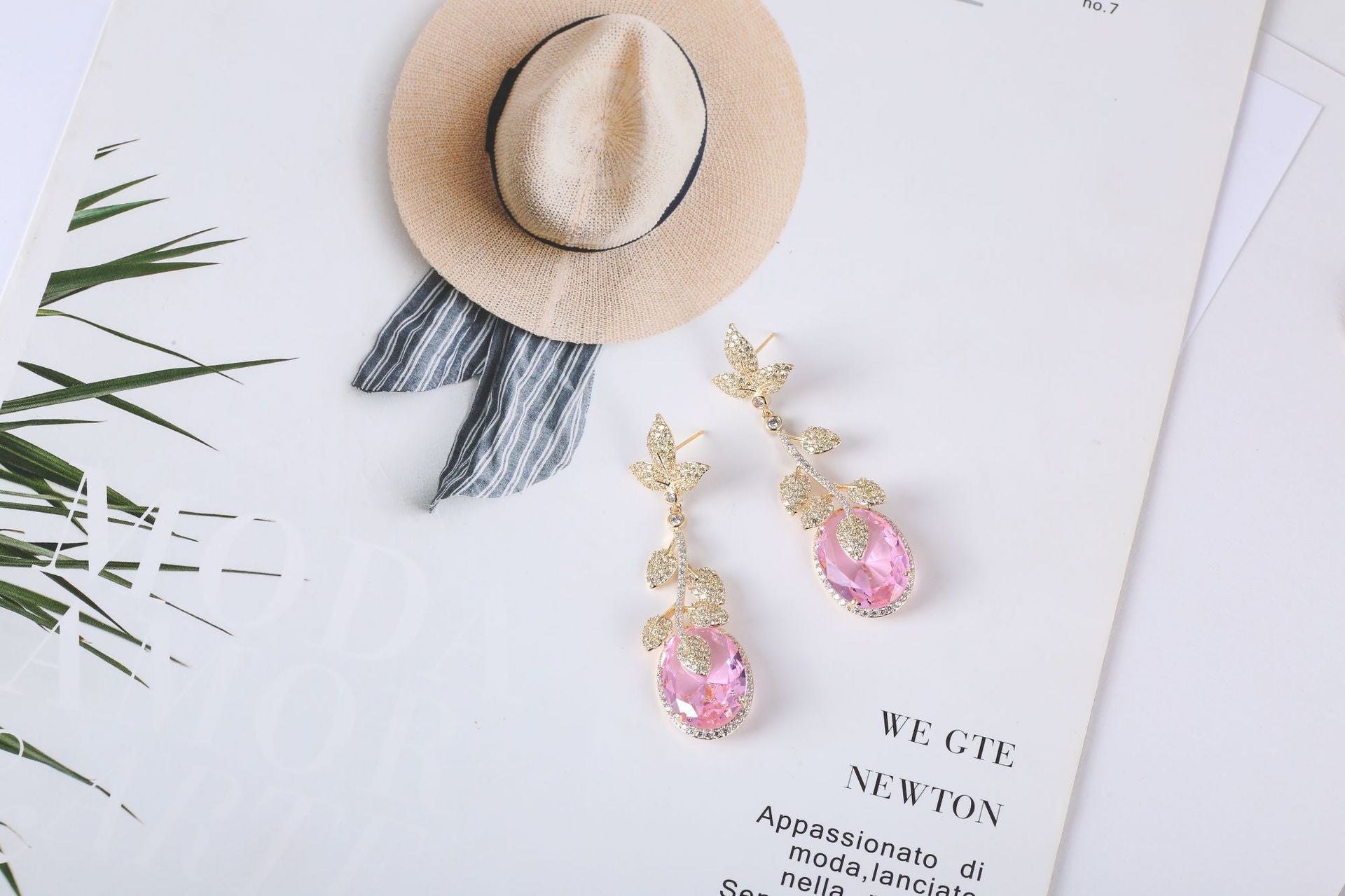 Retro leaf yellow earrings exaggerated long earrings for women