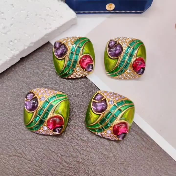 Glazed Earrings High-end Colorful Retro Earrings